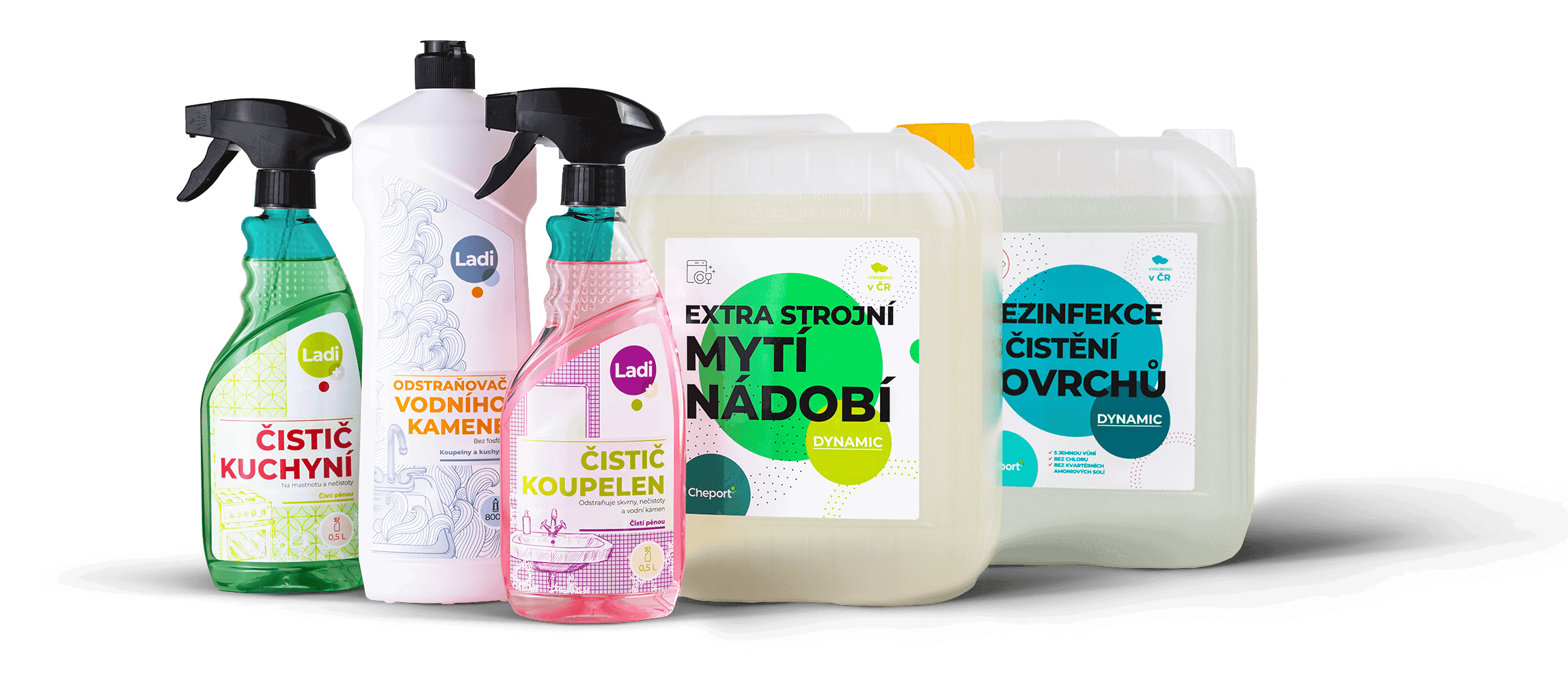 Sortiment čisticích a dezinfekčních prostředků Cheport